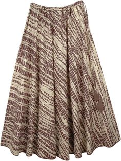 A simple cotton free flowing brown toned long skirt that flows to a beautiful full sweep; one size flexible drawstring waist.  The fabric is extremely smooth to touch and drapes well and adapts well from warm daytime to cooler evenings. #tlb #Misses #MaxiSkirt #Printed #CottonSkirtwithDrawstring #SummerLongCottonSkirt Brown Cotton Gathered Skirt Bottoms, Bohemian Brown Cotton Skirt, Brown Cotton Bottoms With Gathered Skirt, Brown Gathered Flared Maxi Skirt, Brown Cotton Flared Skirt, Cotton Brown Maxi Skirt For Spring, Spring Brown Cotton Maxi Skirt, Brown Cotton Maxi Skirt For Spring, Brown Cotton Gathered Skirt