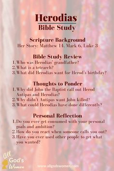 Herodias Bible Study Women’s Bible Study Lessons, Bible Study For Women, Character Studies