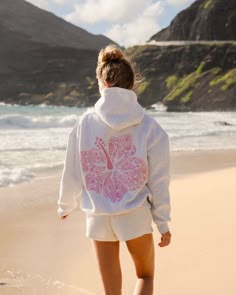 "Hawaii Hibiscus" Hoodie in Heather Cloud Pink Palm Puff Outfit Ideas, Pink Palm Puff Hoodie Aesthetic, Pink Palm Puff, Ppp Hoodies, Preppy Wishlist, Hawaii Hibiscus, Dream Wishlist, Xmas Wishlist