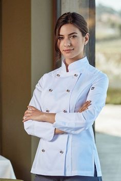 Professional Chef Uniform Women, Working Uniform Women, Chef Clothes Women, Chef Wear Women, Chef Outfit Aesthetic, Female Chef Aesthetic