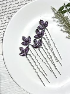 ♡ 3 purple Crystal Sapphire Hair Pins ♡ Perfect for weddings / brides / bridesmaids / proms / gifts  etc  ♡ Can be used for a range of occasions  ♡ Suitable for all hair types ♡ Order will be sent via Royal Mail within 1 day of ordering ♡Prettylittlebridal x Purple Hair Jewelry, Sapphire Hair, Elegant Bridal Hair, Graduation Hair, Dainty Wedding, Prom Gift, Graduation Hairstyles, Crystal Hair Pins, Wedding Hair Clips