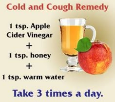 Cough and Cold Remedy Stop Coughing Fast, Healing Cavities, Cold Remedies Fast, Stop Coughing, Apple Cider Vinegar Remedies, Cold And Cough, Cold And Cough Remedies, Sick Remedies, Apple Cider Benefits