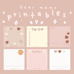 the bear memo printables are lined up on top of each other