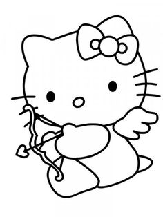 a hello kitty coloring page with an angel