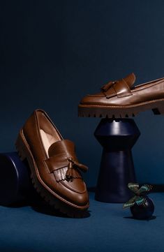 A lug sole lends an extra-toothy bite to a street-savvy leather loafer with a classic tassel detail on the fringed vamp. 1" heel Removable, cushioned insole with arch support Leather upper and lining/rubber sole Made in Spain Fall Tassel Loafers With Leather Sole And Almond Toe, Fall Workwear Tassel Loafers With Brogue Detailing, Fall Leather Moccasins With Tassels, Leather Tassel Loafers With Brogue Detailing For Fall, Fall Tassel Loafers With Leather Footbed For Work, Fall Tassel Loafers With Rubber Sole, Fall Leather Footbed Tassel Loafers, Fall Slip-on Tassel Loafers With Leather Footbed, Leather Tassel Loafers With Lug Sole