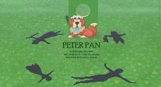 an advertisement for peter pan is shown in the grass