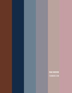 the color palette for fab mood is shown in shades of brown, blue and pink