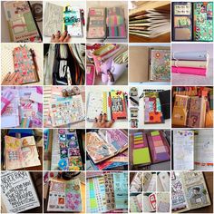 many different types of notebooks and papers are shown in this collage with the words,