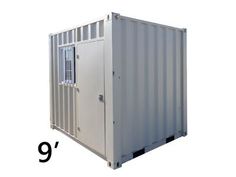 a white container with the number 9 on it's side and an image of its door open