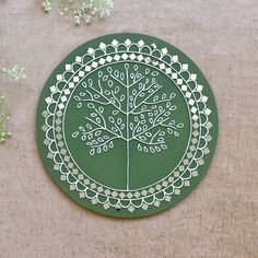 15” Tree of Life Green Lippan Glass Art - Wall Hanging - Crafts N Chisel - Indian Home Decor USA Lippan Art Tree, Clay And Mirror Craft, Mirror Art Work, Lippan Kaam, Clay Mirror, Living Room Drawing