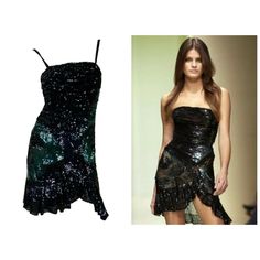 Vintage Versace Embellished Black Emerald Mini Cocktail Dress F/W 2005 Collection Designer Size 42 - Us 6 Emerald Green And Black Sequins Over The Tulle, Inner Corset, Fully Lined, Side Zip Closure. Content: 51% Polyester, 49% Viscose. Measurements: Length - 27 Inches ( Under The Arm And Down), Bust - 30" ( Padded Bra), Waist - 28", Hips - 34/36" (Hip Area Stretchy). Great Condition, A Few Missing Sequins. Can Be Worn With Or Without Straps Made In Italy. Versace Mermaid Dress, Vintage Versace Dress, Versace Dresses, Amazing Dresses, Versace Dress, Vintage Versace, Mini Cocktail Dress, Padded Bra, Tube Dress