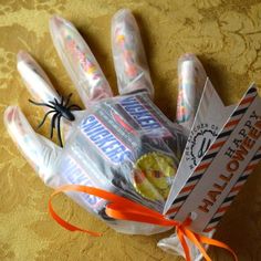 an assortment of halloween candy wrapped in plastic