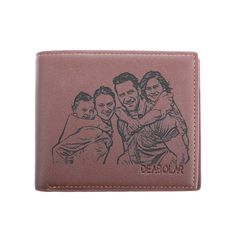 You can put the ID card in without worrying about sliding. The color of the wallet is brown, which is very textured. The most unique feature of the wallet is that it allows you to show your favorite pictures on it and engrave a sentence you want to say on the other side, so it will be your exclusive wallet. Let's start your customization and make your wallet different! Embossed Brown Wallets As Gift, Personalized Brown Trifold Wallet, Personalized Brown Rectangular Wallet, Personalized Brown Rectangular Trifold Wallet, Personalized Gift Brown Wallet With Card Slots, Engraved Lighter, Patchwork Heart, Fancy Jewelry Necklace, Engraved Wallet