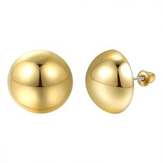 PRICES MAY VARY. Gold Half Ball Earrings: ball earrings are so classic and Minimalistic, you go well with everything. Round Stud Earrings:12MM round earrings, single weight is 0.2oz. Small gold earrings for women design are simple and lightweight, comfortable to wear all day and easy to match, ideal for daily wear use. Round Stud Earrings For Women: free of lead and nickel, it will be more durable and hypoallergenic. not only for sensitive skin but also to maintain the product's luster so that i Piercings For Girls, Ball Stud Earrings, Light Weight Jewelry, Gold Earrings For Women, Geometric Studs, Ear Earrings, Popular Fashion, Round Stud Earrings, Stud Earrings For Women