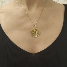 Dainty 14k Gold - Tree Of Life - Gold Tree Necklace - Family Tree Pendant - Dainty Tree Jewelry - Solid Gold Tree - Gift For Wife - Mother . . . . . . . . . . . . . . . . . . . . . . . . . . . . . . . . . . . . . . . . . . . . . . . . . . . . . . Looking for a thoughtful gift for your loved one? You will love this high quality Dainty 14k Solid Gold Tree Of Life necklace. This is a perfect gift for your girlfriend or wife. Personalize it with her name in a beautiful font. This lovely 14k solid go Elegant Yellow Gold Tree Of Life Jewelry, Elegant Yellow Gold Tree Of Life Necklace, Elegant Gold Necklace With Tree Of Life, Elegant Tree Of Life Jewelry For Anniversary, Elegant Gold Tree Of Life Necklace, Elegant White Gold Tree Of Life Jewelry, 14k Yellow Gold Tree Of Life Jewelry, Elegant Gold Tree Of Life Jewelry, Elegant Tree Of Life Necklace For Anniversary