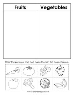 fruits and vegetables worksheet