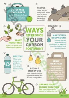 an info poster describing how to reduce the carbon in your house and what you can use it