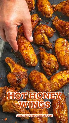 Grabbing one of the Hot Honey Wings Turkey Steak Recipes, Hot Honey Wings, Honey Wings Recipe, Homemade Hot Honey, Hot Honey Sauce, Wing Sauces, Superbowl Recipes, Honey Wings, Hot Honey Recipe