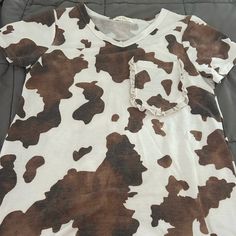 Hopely Cow Print Women’s Dress T-Shirt Nwot Brown & White Size Small Like A Washcloth Material Inside Dress T Shirt, Cow Print, Cow, Womens Tops, Tops & Tees, Womens Dresses, Women Shopping, T Shirt, White