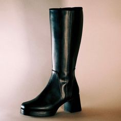 BHAVA BARDOT VEGAN PLATFORM KNEE HIGH BOOT Timeless Boots, Vegan Italian, Platform Flats, Vegan Boots, Eco Chic, Vegan Fashion, Year 2, Classy Chic, Vegan Shoes