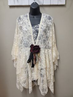 This beautiful lace vest is a plain cream color for layering on print top. Would be reattach with a pair of denim or to dress up. Polyester, Spandex, Nylon Hand Wash, Hang Dry Crochet Jackets, Cream Leather Jacket, Jacket With Lace, Boho Chic Accessories, Upcycled Jackets, Shabby Chic Boho, Fall Outerwear, Lace Vest, Thrift Flip