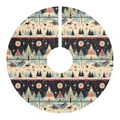 a circular pattern with trees and snow on it