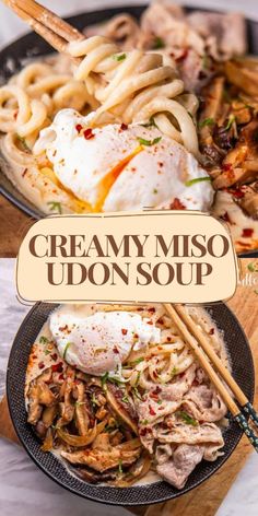 the creamy miso udon soup is ready to be eaten