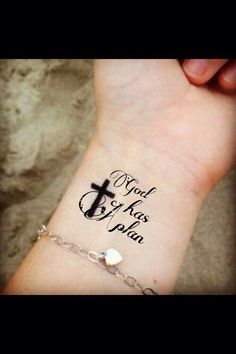 a wrist tattoo with an anchor and cross on it