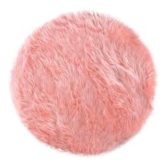 a round pink furry object on a white background