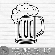 Beer Tattoo Design, Beer Mug Drawing, Beer Mug Svg, Beer Svg, Pixel Image, Glass Beer, Beer Stein, Downloads Folder, Wooden Background