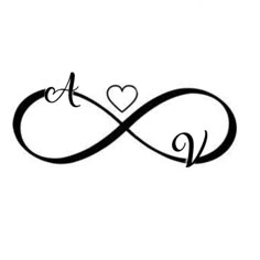 the word love is written in an infinite knot with two hearts on top of it