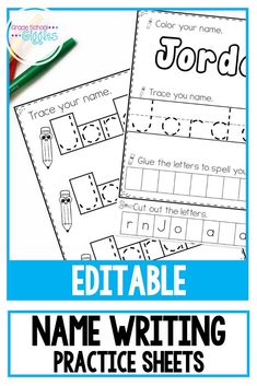 the printable name writing practice sheets for children to use with their handwriting and numbers