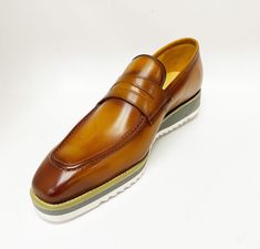 Style: 515-42-Cognac Handsome Full Calfskin slip-on Penny Loafer from our Carrucci by Maurice collection features full Leather Lining, a clean welt and Tricolored Lightweight Rubber Sole! Cordovan Shoes, Shoe Horn, Shoe Tree, Penny Loafer, Penny Loafers, Suede Shoes, Shoe Box, New Shoes, Loafers Men