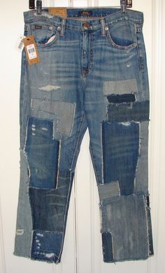 Polo by Ralph Lauren size 29 Chrystie kick flare crop jeans, new with tags, $298.00 original price Patchwork design, distressed and weathered Zip fly with 10" front rise, approximately 16" wide across the waist with a 26" inseam 100% cotton Purchased from RL online ~ Not a wholesale item Thanks for looking! Flare Crop Jeans, Clothes Sewing, Kick Flares, Crop Jeans, Patchwork Designs, Sewing Inspiration, Polo By Ralph Lauren, Cropped Jeans, Diy Clothes