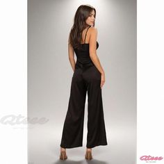 Qteee - Casual Detachable Waistband Loose Fit High-Waisted Chiffon Jumpsuit with Wide Leg Chiffon Jumpsuit, Wide Leg Jumpsuit, Waist Tie, High Waisted Pants, Dressmaking, Types Of Sleeves, Length Sleeve, High Waist, Wide Leg