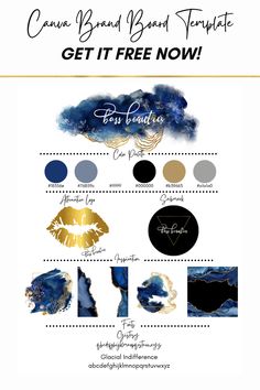 blue and gold paint palettes with text that says, get it free now on the bottom