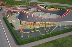 an artist's rendering of a playground in the middle of a large open area