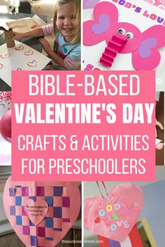 Valentine's day Bible based crafts for preschoolers and other young children Church Valentines Crafts, Christian Valentines Crafts, Valentines Day Crafts For Preschoolers, Valentine School, Preschool Valentine Crafts