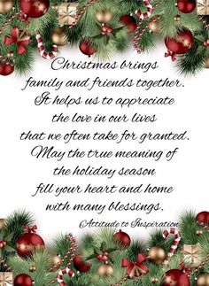 a christmas greeting with ornaments and presents