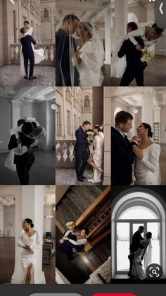 the wedding photo collage has been edited in photoshopped to make it look like they're getting married