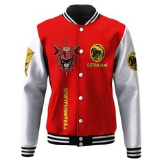 Gearhumans 3D Mighty Morphin Power Ranger Red Custom Name Baseball Jacket Shipping from the US. Easy 30 day return policy, 100% cotton, Double-needle neck, sleeves and hem; Roomy Unisex Fit. Casual Red Outerwear With Stand Collar, Red Varsity Sports Outerwear, Red Hooded Varsity Jacket For College, Red Fall Varsity Jacket For Sports, Casual Red Hooded Varsity Jacket, Power Ranger Red, Power Rangers In Space, Power Rangers Samurai, Linen Shirts Women