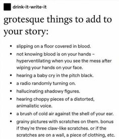 an article about how to use the word gratesque things to add to your story