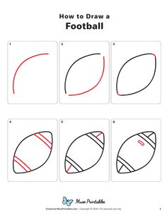 how to draw a football ball in four easy steps step by step instructions for kids