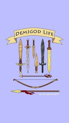 an image of some knives and swords with the words demogod life on it