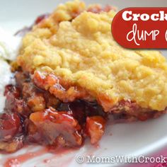 a piece of crock pot dump cake on a plate