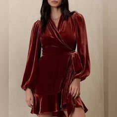 Brand New, Never Worn. Banana Republic Velvet Wrap Dress In Cabin Red. Would Make A Great Dress For The Upcoming Holiday Season. Smoke Free Home. Velvet Wrap Dress, Blue Striped Dress, Chambray Dress, Fitted Top, Banana Republic Dress, White Striped Dress, Stretch Dress, Flared Skirt, Faux Wrap Dress