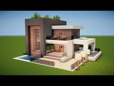 an image of a modern house in minecraft