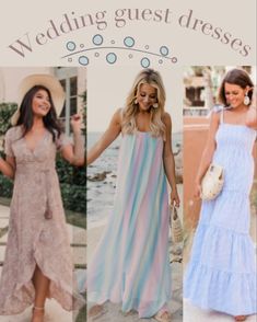 the wedding guest dresses are all different colors