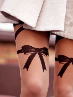 Wrap yourself as a X'mas gift ~ Bow Coat, Leggings And Socks, 1 Tattoo, Stocking Tights, Cute Socks, Socks And Tights, Glam Rock, Black Bow