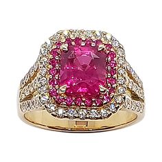 Pink Sapphire 2.23 carats with Pink Sapphire 0.22 carat and Diamond 0.62 carat Ring set in 18 Karat Rose Gold Settings Width: 1.1 cm Length: 1.3 cm Ring Size: 51 1/2 (US 6) Total Weight: 6.29 grams "We first opened doors in 1980 when it was then situated in the vicinity of the Victory Monument; a small and modest storefront with a couple of counters. From its humble beginnings to where it stands today, our company has proven its abilities as a jeweler. Since the beginning, we have been supplying